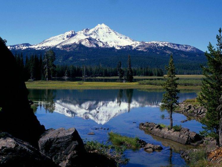 nature, Landscape, Mountain, Lake, Broken Top Volcano, Oregon HD Wallpaper Desktop Background