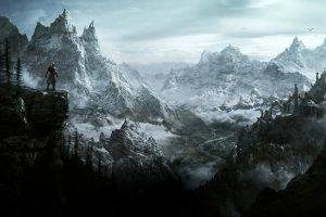 The Elder Scrolls V: Skyrim, Video Games, Dovakhiin, Mountain, Tamriel