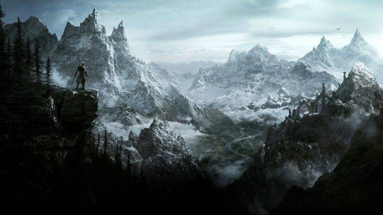 The Elder Scrolls V: Skyrim, Video Games, Dovakhiin, Mountain, Tamriel HD Wallpaper Desktop Background