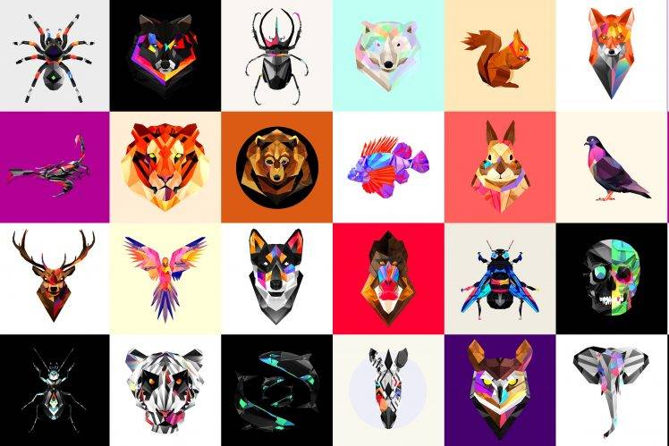 Justin Maller, Animals, Low Poly, Facets HD Wallpaper Desktop Background