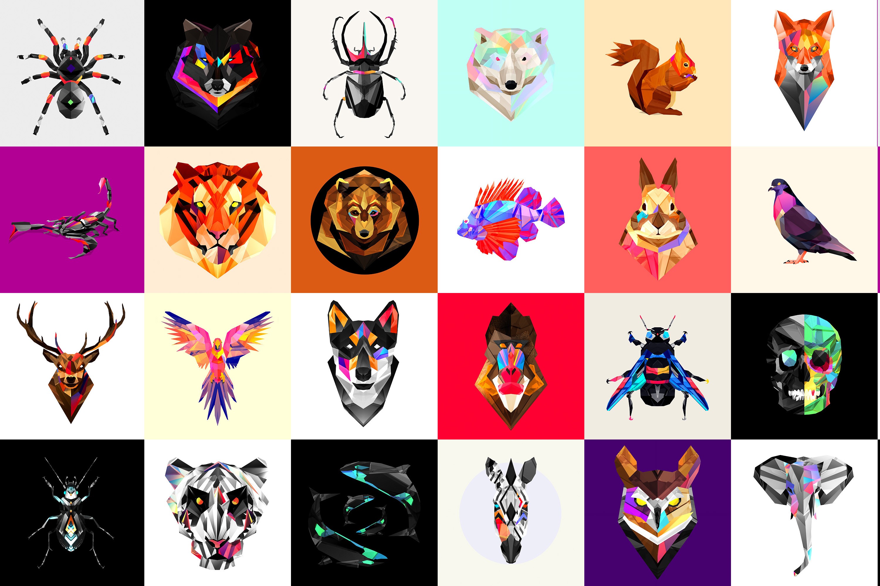 Justin Maller, Animals, Low Poly, Facets Wallpaper