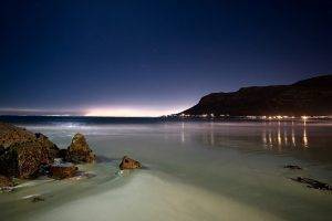 landscape, Beach, Rock, Reflection, Lights, Cape Town