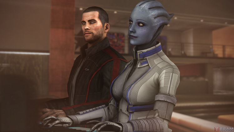Mass Effect, Liara TSoni, Commander Shepard HD Wallpaper Desktop Background