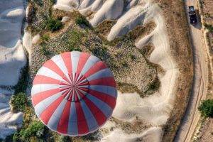 landscape, Hot Air Balloons, Aerial View