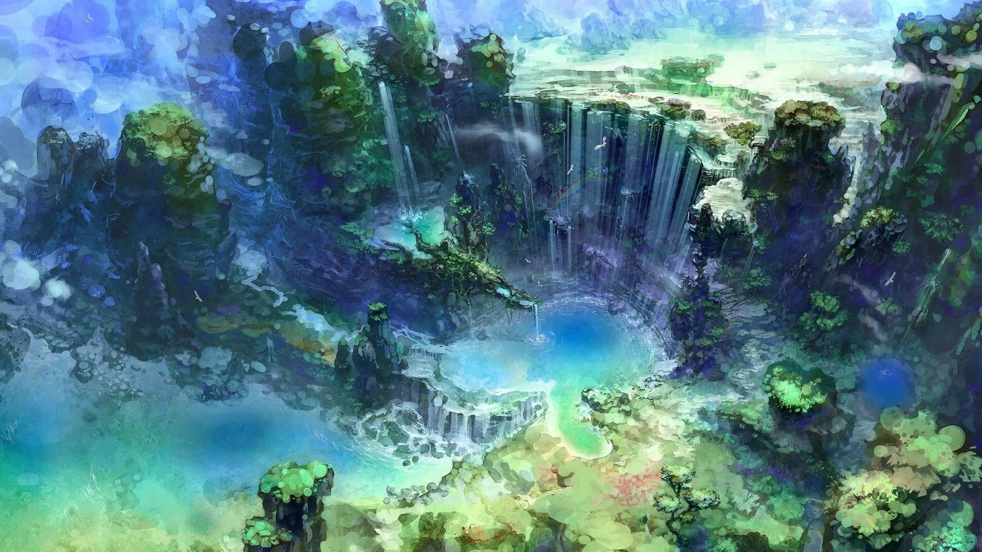 artwork Fantasy Art Waterfall Water Nature  Wallpapers  