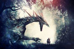 artwork, Fantasy Art, Warrior, Dragon, Forest, Knights, Dragon Age: Origins