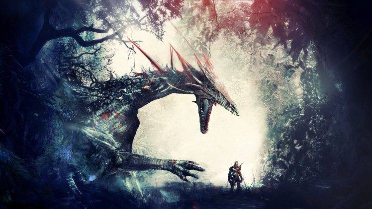 artwork, Fantasy Art, Warrior, Dragon, Forest, Knights, Dragon Age: Origins HD Wallpaper Desktop Background