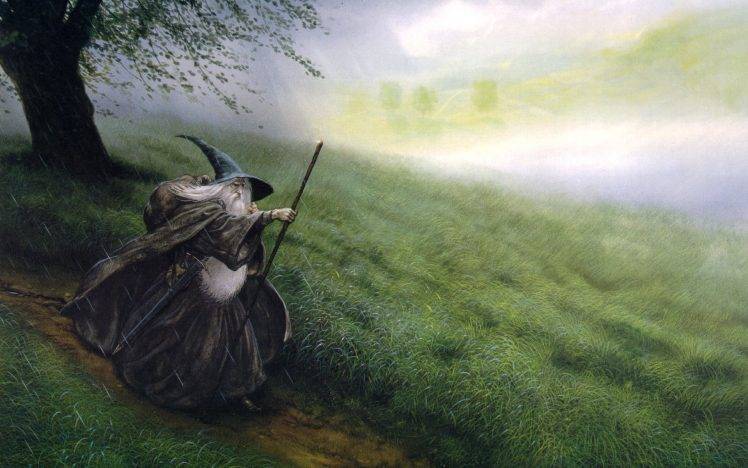 Gandalf, Wizard, The Lord Of The Rings, The Hobbit, Gray, Drawing, Fantasy Art HD Wallpaper Desktop Background