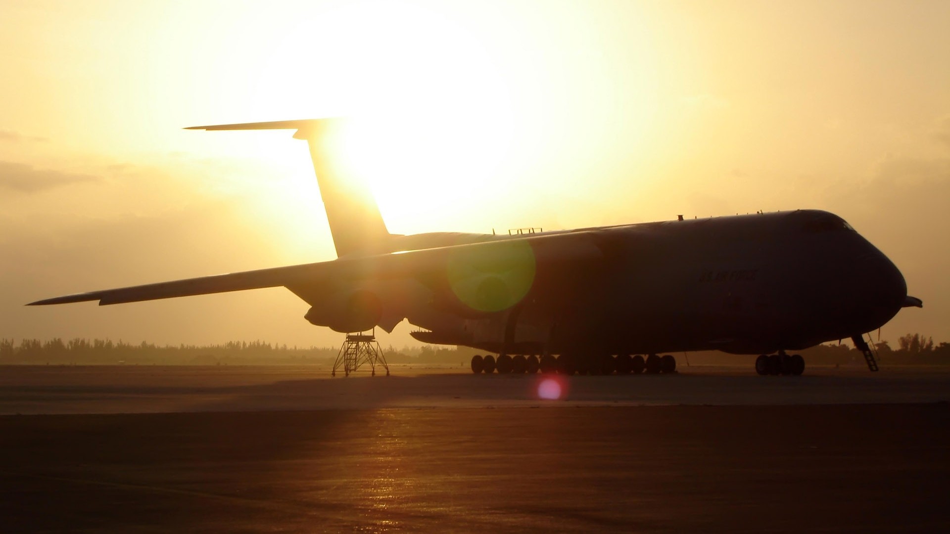 military Aircraft, Airplane, Jets, Silhouette, Lens Flare, Sunlight, Lockheed C 5 Galaxy Wallpaper