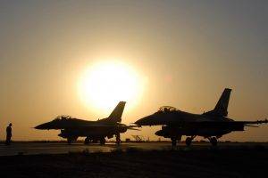 military Aircraft, Airplane, Jets, Silhouette, Sun, General Dynamics F 16 Fighting Falcon