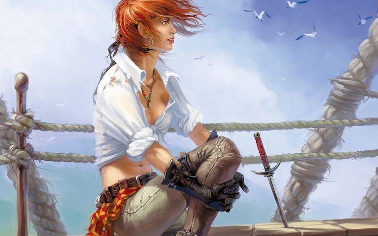 fantasy Art, Women, Daggers, Pirates HD Wallpaper Desktop Background