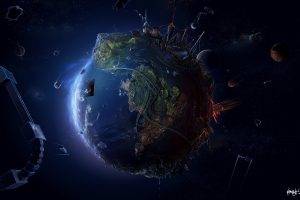 anime, Space, Planet, David Fuhrer, Digital Art, Earth