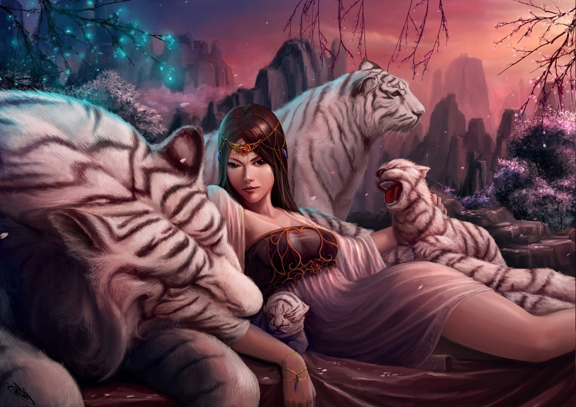 tiger, Fantasy Art Wallpaper