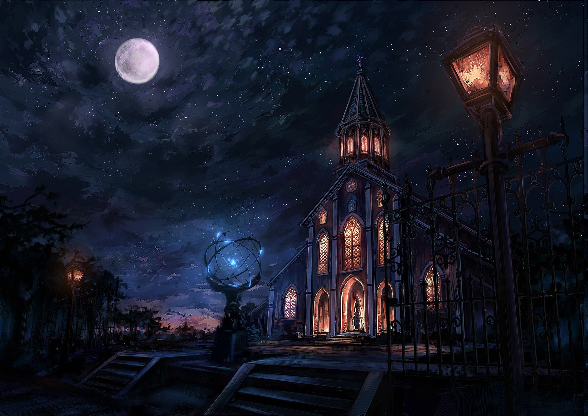 night, Cityscape, City, Moon, Fantasy Art, Church Wallpaper