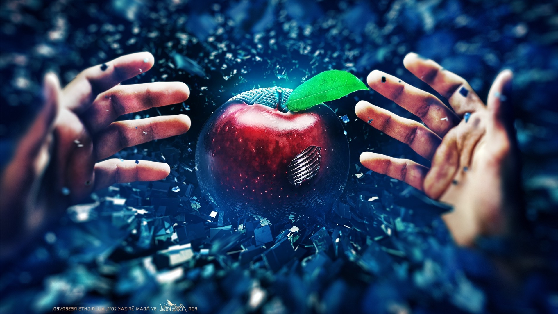 hand, Digital Art, Apples, Adam Spizak Wallpaper