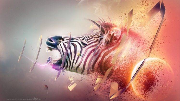 zebras, Shattered, Animals, Digital Art, Shapes, Adam Spizak HD Wallpaper Desktop Background