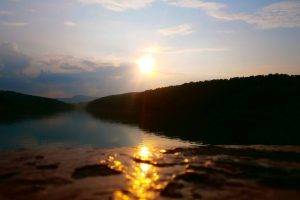 lake, Sunset, Serbia, Summer
