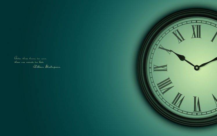 clocks, Time, Quote, William Shakespeare, Teal HD Wallpaper Desktop Background