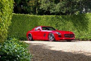 Mercedes Benz, Red Cars, Car, Hedges