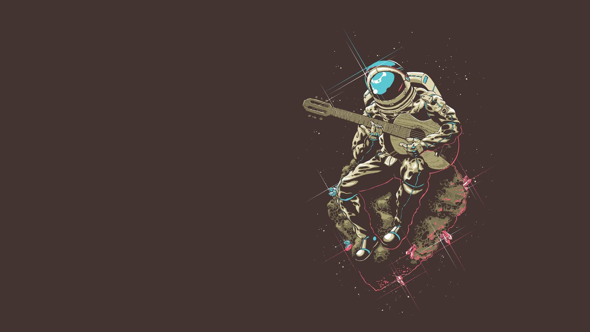 minimalism, Astronaut, Space, Guitar, Asteroid Wallpaper