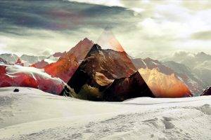 polyscape, Mountain, Snow, Triangle, Abstract