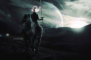 digital Art, Warrior, Planet, Horse, Fantasy Art