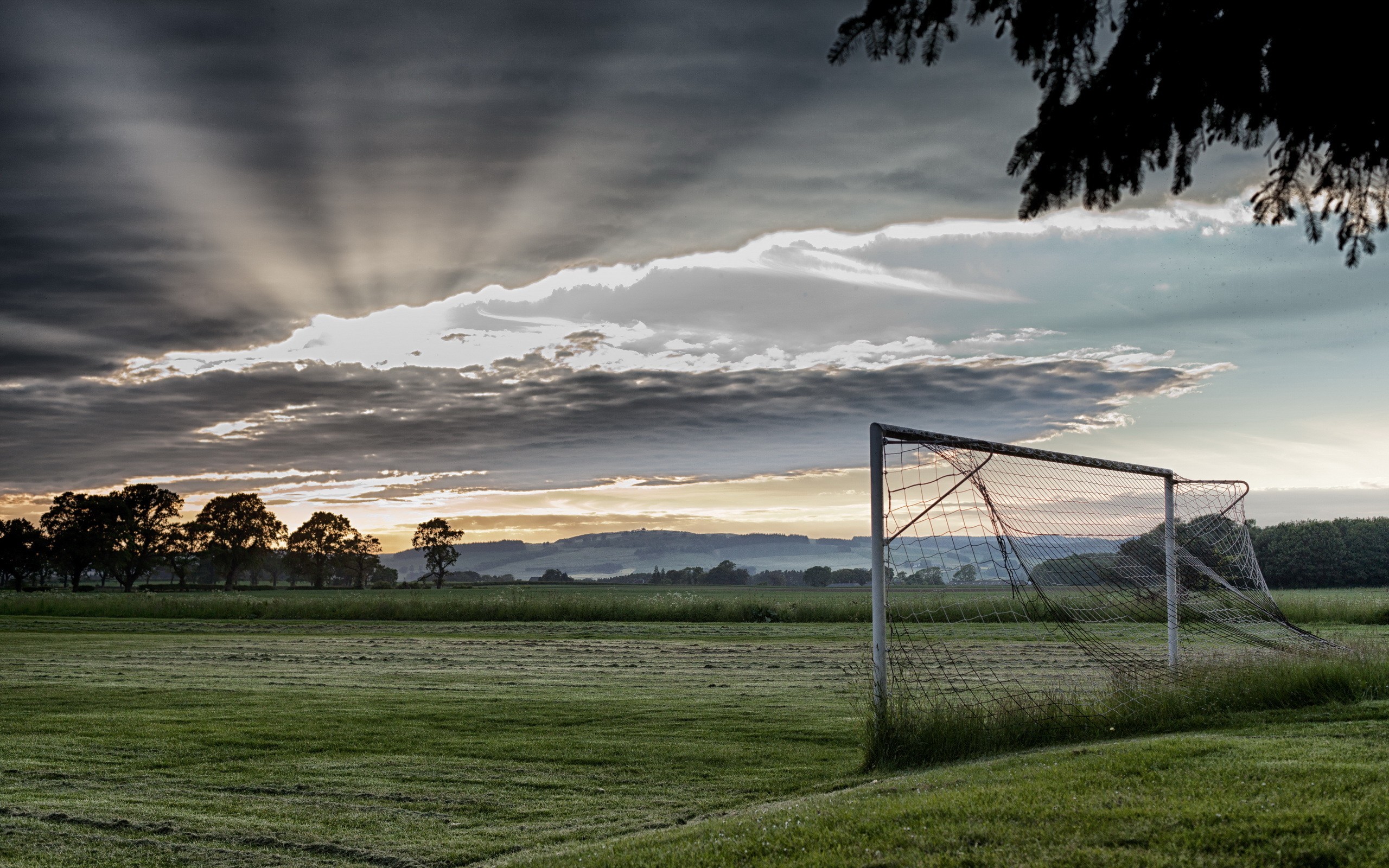 sunrise, Goal, Clouds, Soccer Pitches Wallpapers HD / Desktop and