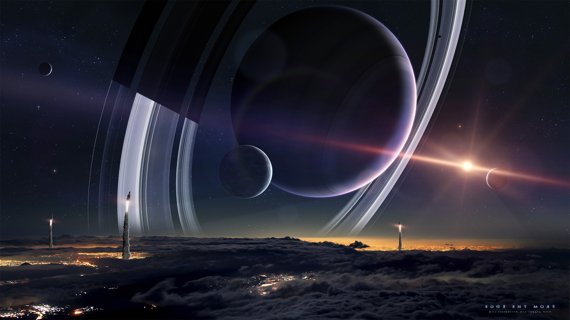 space, Planet, Spacescapes, Planetary Rings, Moon Wallpaper
