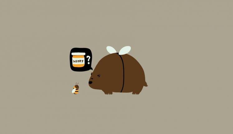 humor, Bears, Bees, Minimalism HD Wallpaper Desktop Background