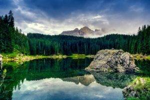 nature, Lake, Mountain, Clouds, Reflection