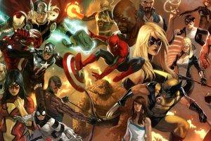 Wolverine, Spider Man, Hawkeye, Iron Man, Thor, Captain America, Black Widow, Marvel Comics, Spider Woman, Ms. Marvel, Iron Fist, Thing