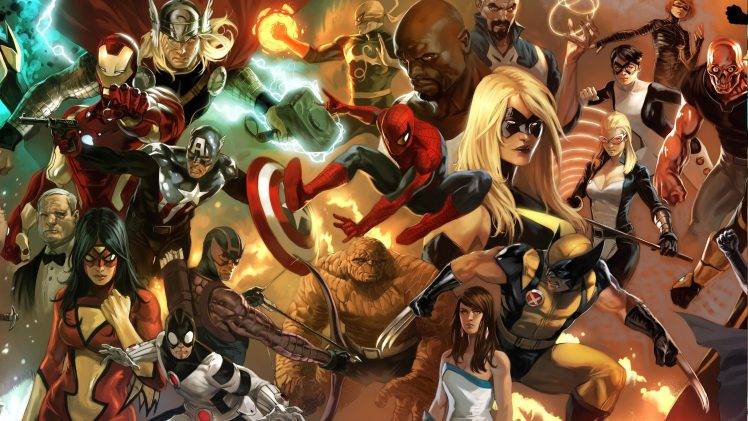 Wolverine, Spider Man, Hawkeye, Iron Man, Thor, Captain America, Black Widow, Marvel Comics, Spider Woman, Ms. Marvel, Iron Fist, Thing HD Wallpaper Desktop Background