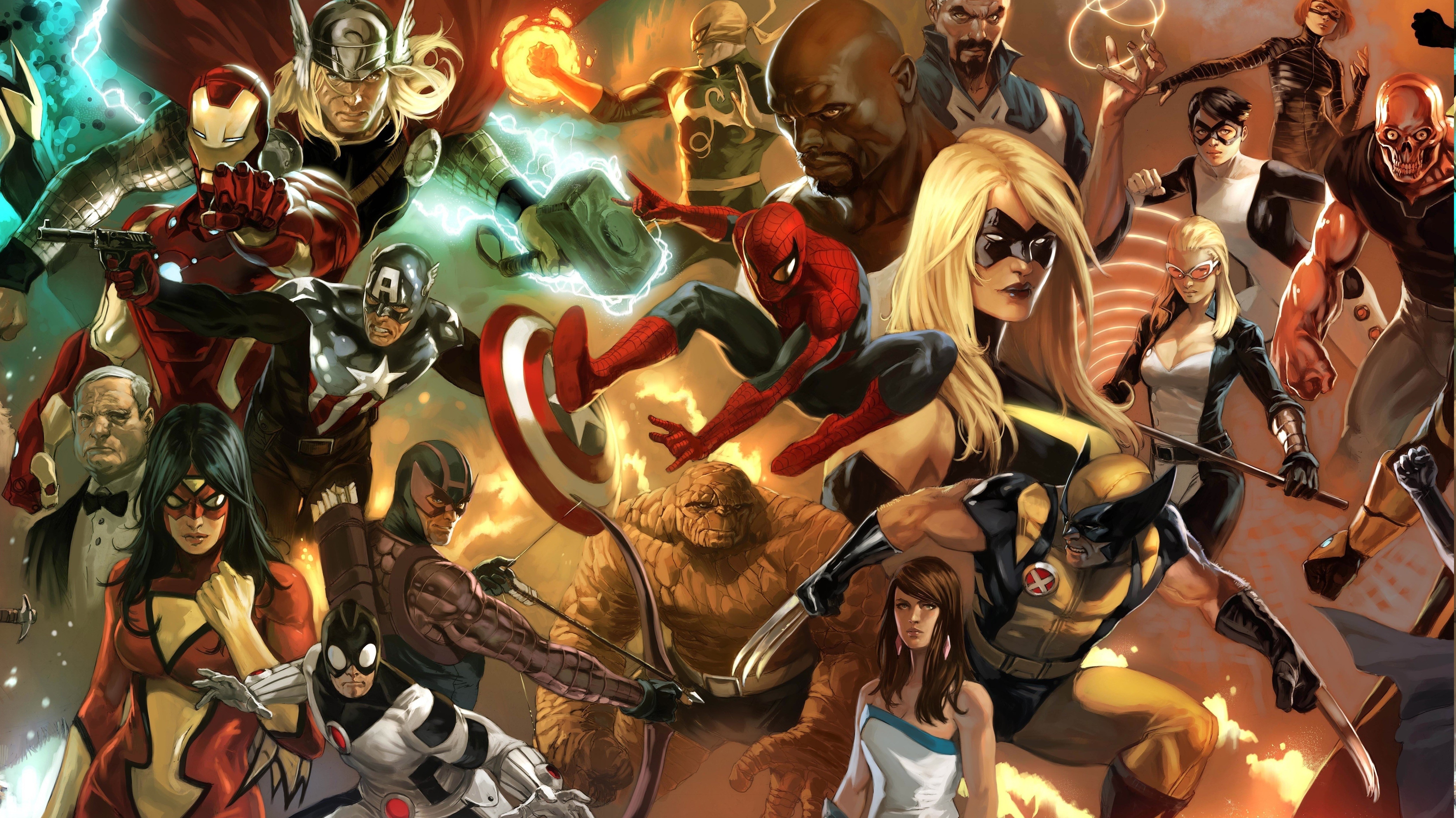 Wolverine, Spider Man, Hawkeye, Iron Man, Thor, Captain America, Black Widow, Marvel Comics, Spider Woman, Ms. Marvel, Iron Fist, Thing Wallpaper