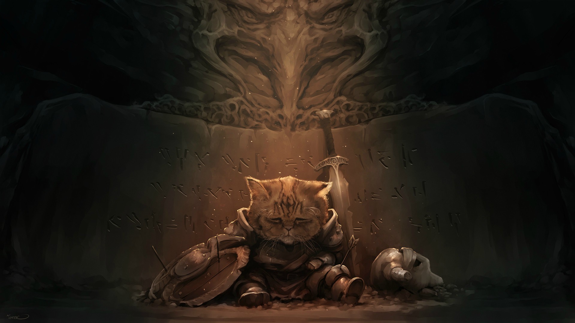 cat, Artwork, Video Games, Geers Art, The Elder Scrolls V: Skyrim, Lirik, Darren Geers Wallpaper