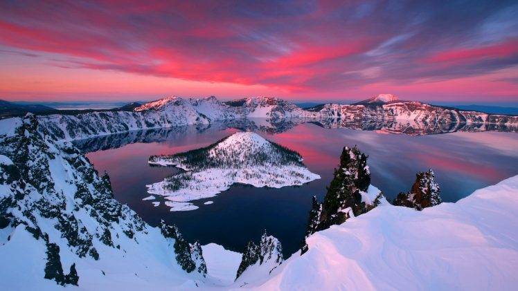 lake, Mountain, Snow, Sky HD Wallpaper Desktop Background