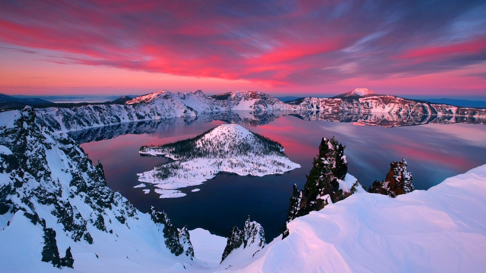lake, Mountain, Snow, Sky Wallpaper