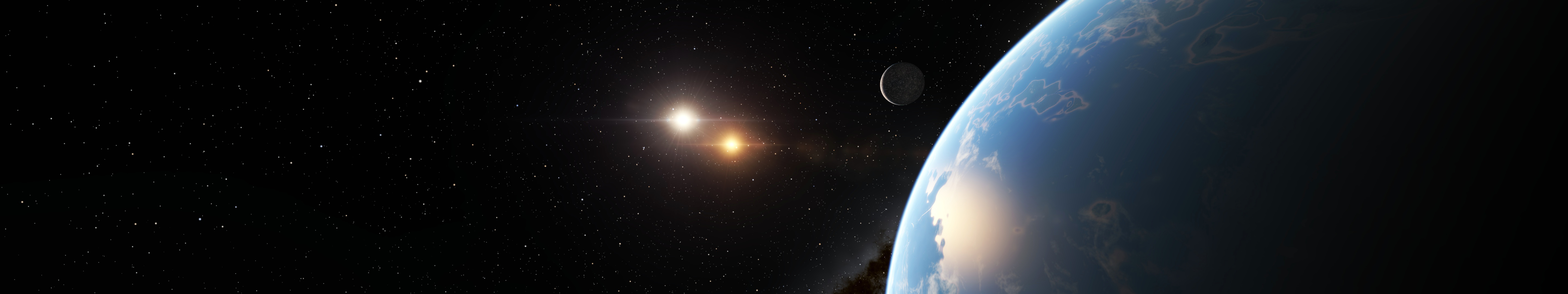 Space Engine, Planet, Stars, Triple Screen Wallpaper