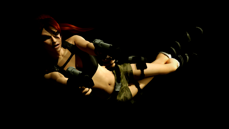 Tomb Raider, Lara Croft, Video Games, Gun, Black, Dark, Jumping HD Wallpaper Desktop Background