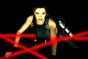 Tomb Raider, Lara Croft, Black, Lasers, Red, Gun, Women