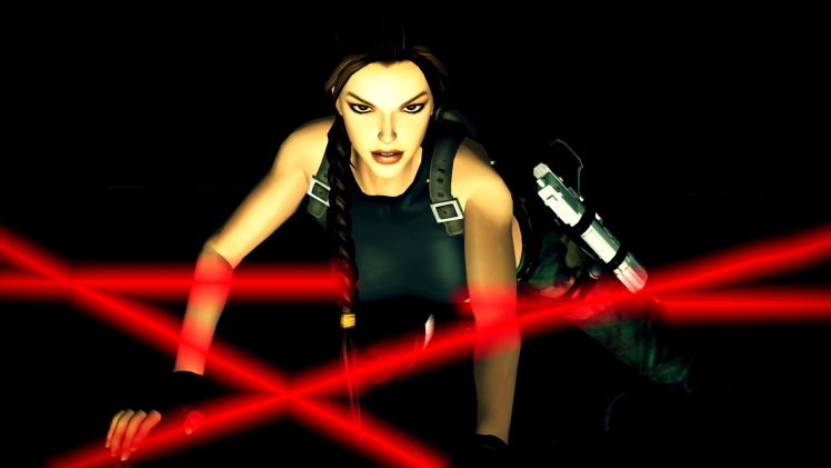 Tomb Raider, Lara Croft, Black, Lasers, Red, Gun, Women HD Wallpaper Desktop Background