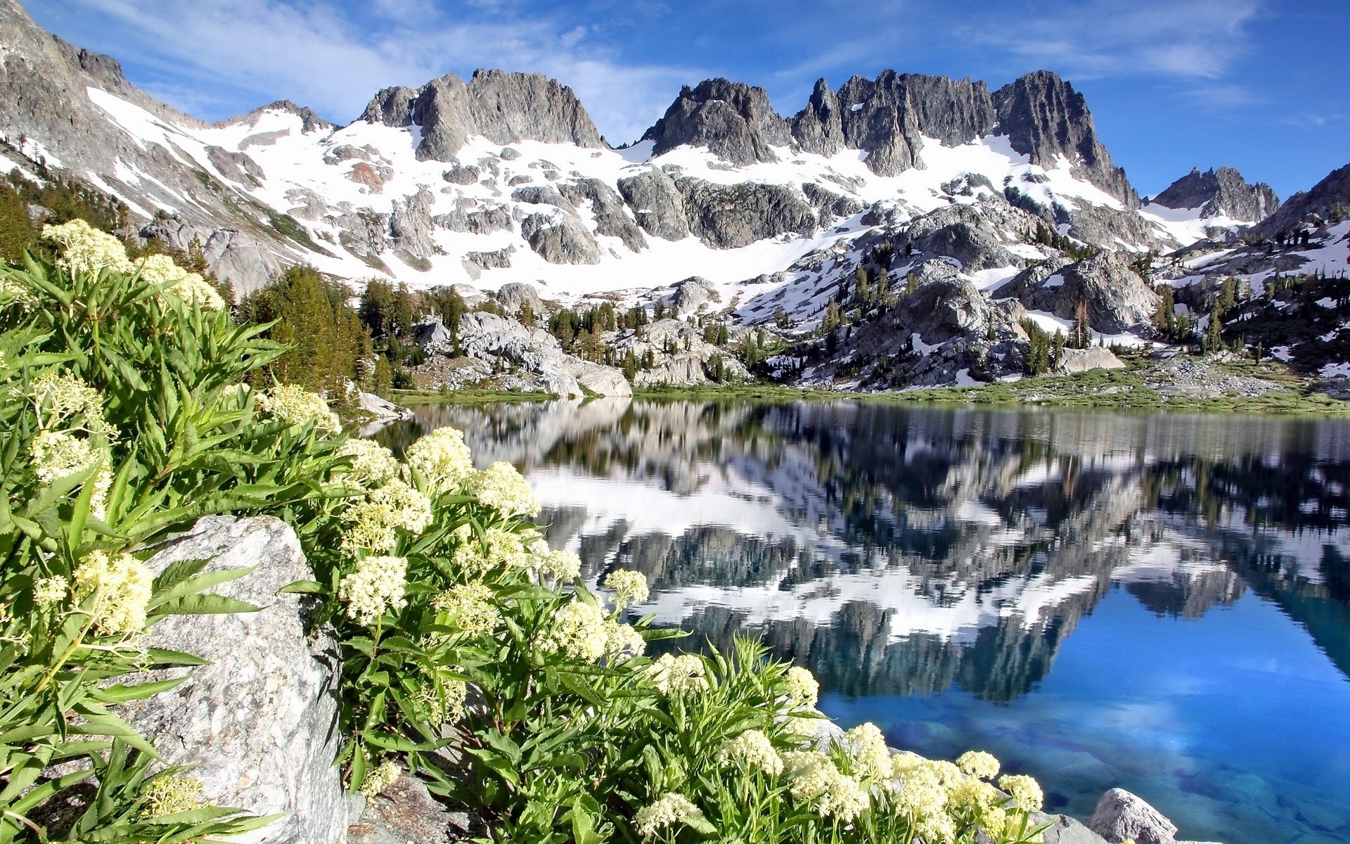 landscape, Lake, Rock, Snow Wallpaper