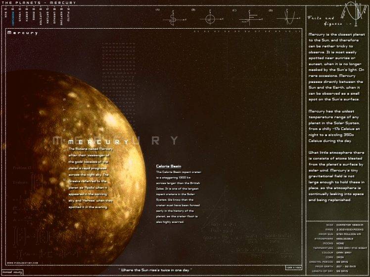 infographics, Planet, Mercury HD Wallpaper Desktop Background