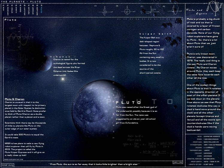 infographics, Planet, Pluto, Moon HD Wallpaper Desktop Background