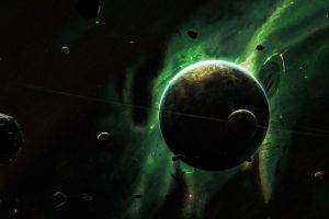 planet, Space, Nebula, Space Art, Green