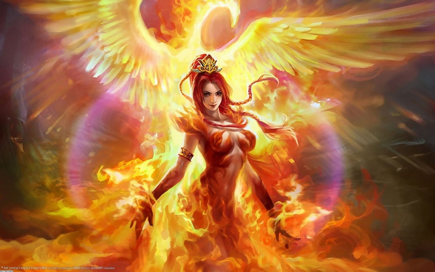 fantasy Art, Fire, Phoenix Wallpaper