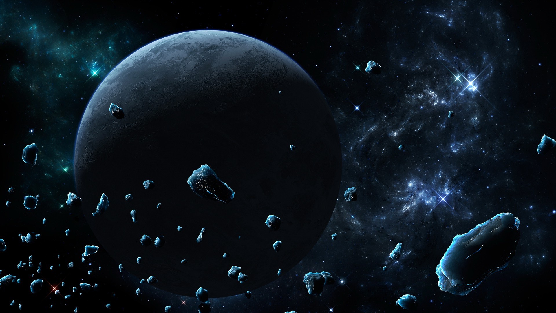 space, Stars, Planet, Asteroid Wallpaper