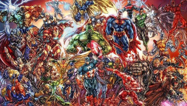 The Avengers, Spider Man, Hulk, Wolverine, Thor, Captain America, The Flash, Green Lantern, Superman, Batman HD Wallpaper Desktop Background