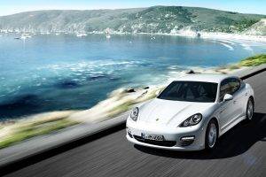 car, Motion Blur, White Cars, Porsche Panamera