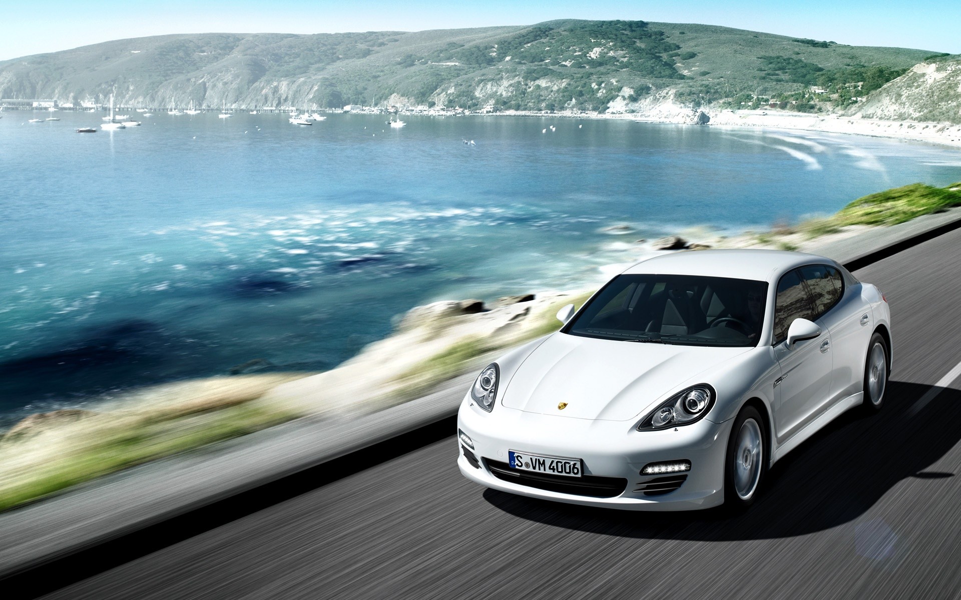 car, Motion Blur, White Cars, Porsche Panamera Wallpaper