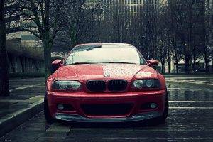 car, BMW, Rain, City